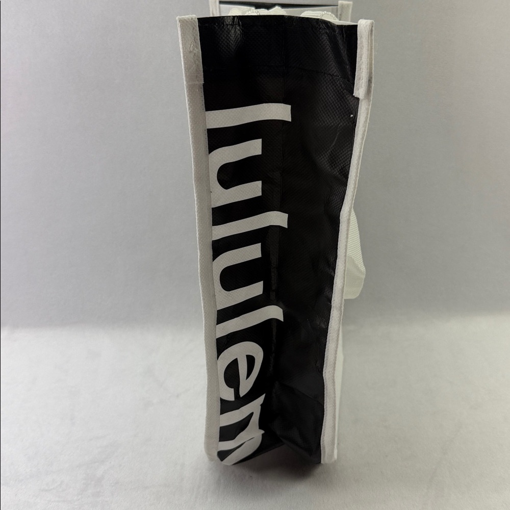 Lululemon Small Reusable Tote White Sides Black Shopping Bag 12” X9” X5” - Picture 4 of 8